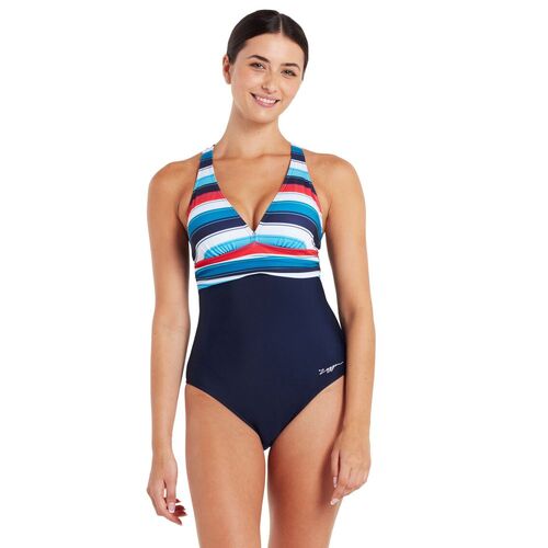 Zoggs Women's Seamarine Panel Crossback One Piece, Women's One Piece