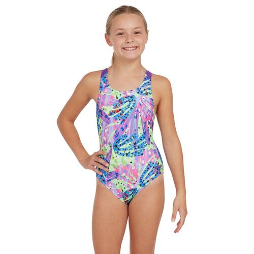 Zoggs Girls Sea Petal Flyback One Piece, Girls Swimwear [Size: 6]