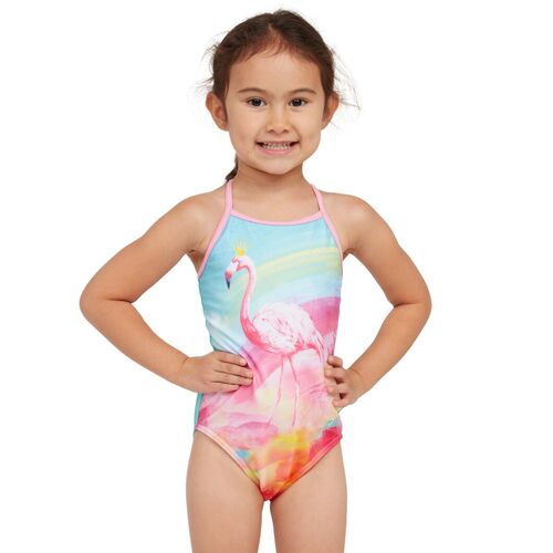 Zoggs Toddler Girls Queeningo Crossback One Piece Swimwear, Girls Swimsuit [Size: 3]