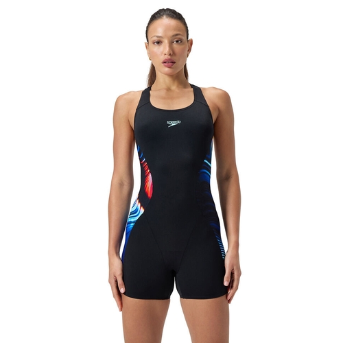 Speedo Women's Digital Printed Legsuit - Speedo Black Multi Colour, Women's Swimwear [Size: 6]