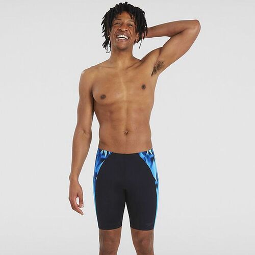 Speedo Men's Eco Endurance+ Splice Jammer Swimwear - Black/Pool/ Blue Flame [Size: 10]