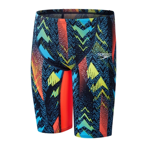 Junior Boys Fastskin Endurance+ Max High Waisted Jammer, Dark Teal/Picton Blue/Siren Red [Size: 6]