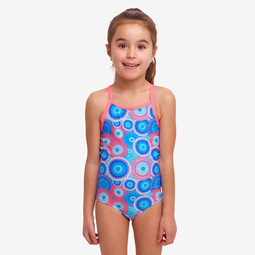 Funkita Bundjalung Blue ECO Toddler Girls Printed One Piece Swimwear, Toddler Girls One Piece Swimwear [Size: 4]