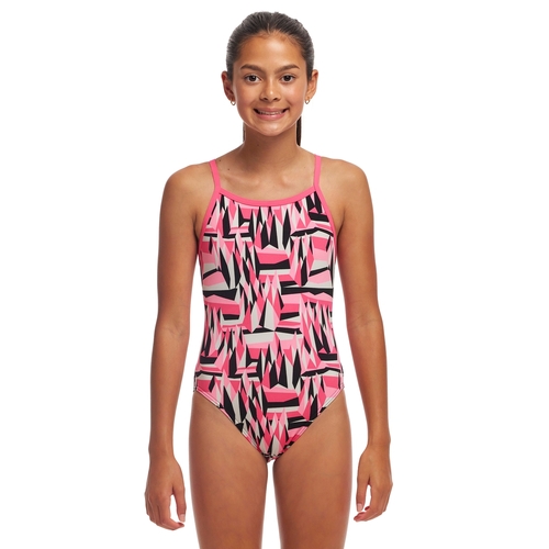 Funkita Girls Sugar Hits ECO Single Strap One Piece Swimwear, Girls Full Piece Swimsuit [Size: 10]