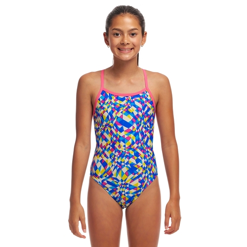 Funkita Girls Time Warp ECO Single Strap One Piece Swimwear, Girls Full Piece Swimsuit [Size: 8]