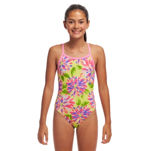 Funkita Girls Spring Sun ECO Single Strap One Piece Swimwear, Girls Full Piece Swimsuit [Size: 8]