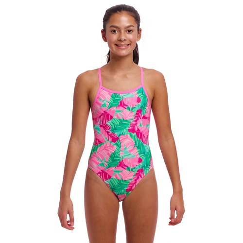 Funkita Girls Tropic Palm ECO Single Strap One Piece Swimwear, Girls Full Piece Swimsuit [Size: 8]