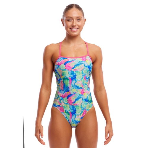 Funkita Olive Oily ECO Single Strap One Piece Women's Swimwear, Ladies Swimsuit [Size: 8]