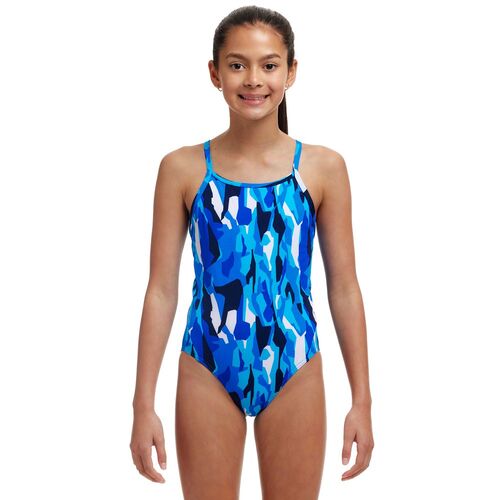 Funkita Girls Chaz Michael ECO Diamond Back One Piece Swimwear, Girls Full Piece Swimsuit [Size: 8]