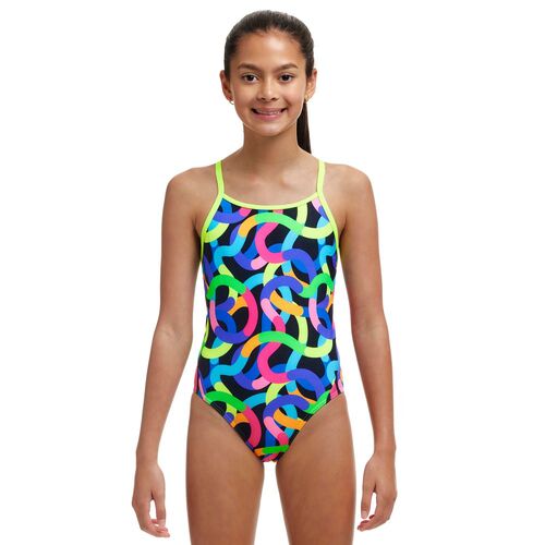 Funkita Girls Got Worms ECO Diamond Back One Piece Swimwear, Girls Full Piece Swimsuit [Size: 10]