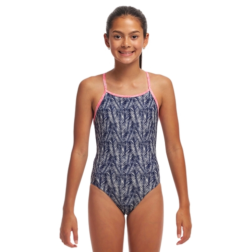 Funkita Girls Pressure Palm ECO Diamond Back One Piece Swimwear, Girls Full Piece Swimsuit [Size: 8]