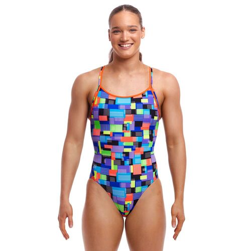 Funkita Women's Chip Set ECO Diamond Back One Piece Swimwear, Women's Swimsuit [Size: 10]