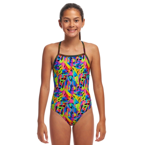 Funkita Girls Colour Funk ECO Strapped In One Piece Swimwear, Girls One Piece Swimsuit [Size: 10]