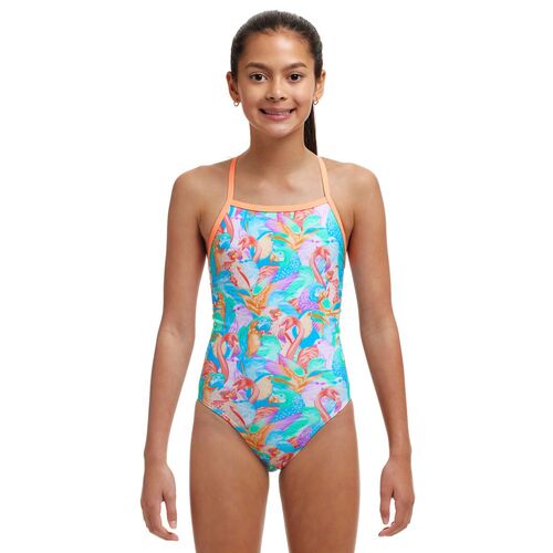 Funkita Birdsville Girls Tie Me Tight One Piece Swimwear, Girls Full Piece Swimsuit [Size: 12]