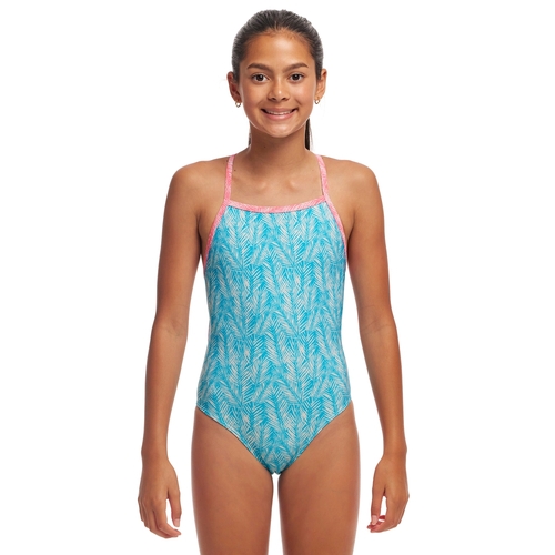 Funkita Palm Star Girls Tie Me Tight One Piece Swimwear, Girls Full Piece Swimsuit [Size: 10]