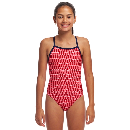 Funkita Red Head Girls Tie Me Tight One Piece Swimwear, Girls Full Piece Swimsuit [Size: 8]