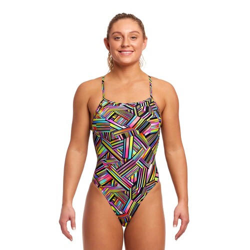 Funkita Strip Straps Ladies Single Strength One Piece Swimwear, Women's Swimsuit [Size: 8]