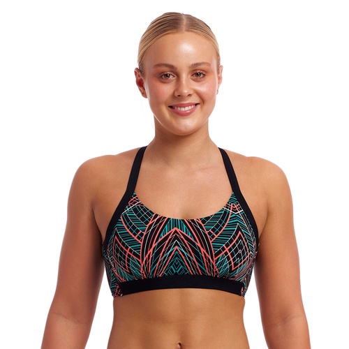 Funkita Women's Spiro Mint Hold Steady Crop Top, Ladies Swimwear - TOP ONLY [Size: 8]