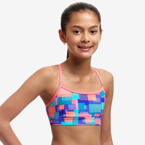 Funkita Girls Giga Bit Eco Swim Crop Top - TOP ONLY - SEPARATES, Girls Swimwear [Size: 10]