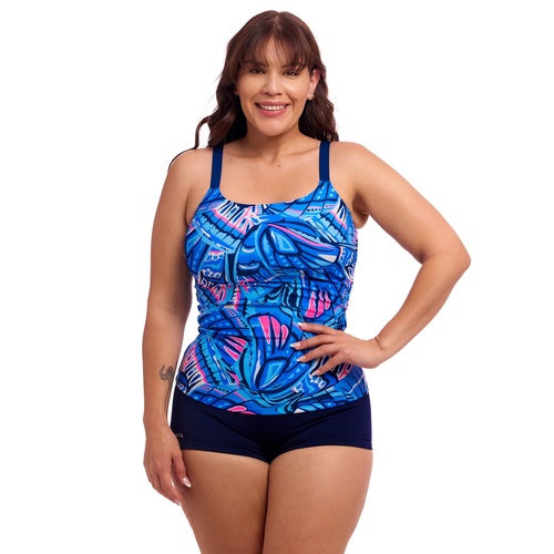 Funkita Women's Soaring Hi Scoop Neck Tankini Top, Women's Swimwear - TOP ONLY [Size: 10]