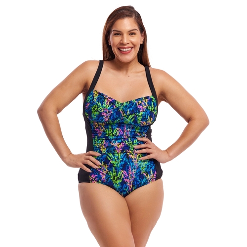 Funkita Ladies Midnight Meadow Ruched One Piece, Women's Swimwear [Size: 10]