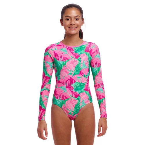 Funkita Girls Tropic Palm Long Shot One Piece Swimwear, Girls One Piece Swimsuit [Size: 8]