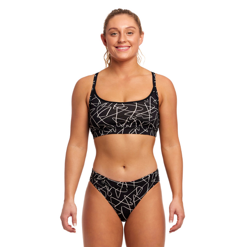 Funkita Women's Texta Mess Sports Bikini Two Piece Swimwear [Size: 8]